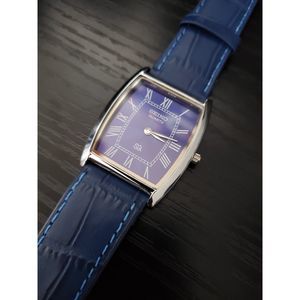 🔥RARE - New Old Stock Seiko SQ Tonneau Tank Men's Blue‎ Leather Watch